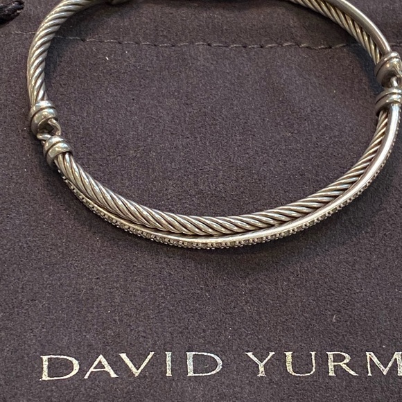 David Yurman Crossover Linked Bracelet in Sterling Silver with Pavè Diamonds - Picture 3 of 6